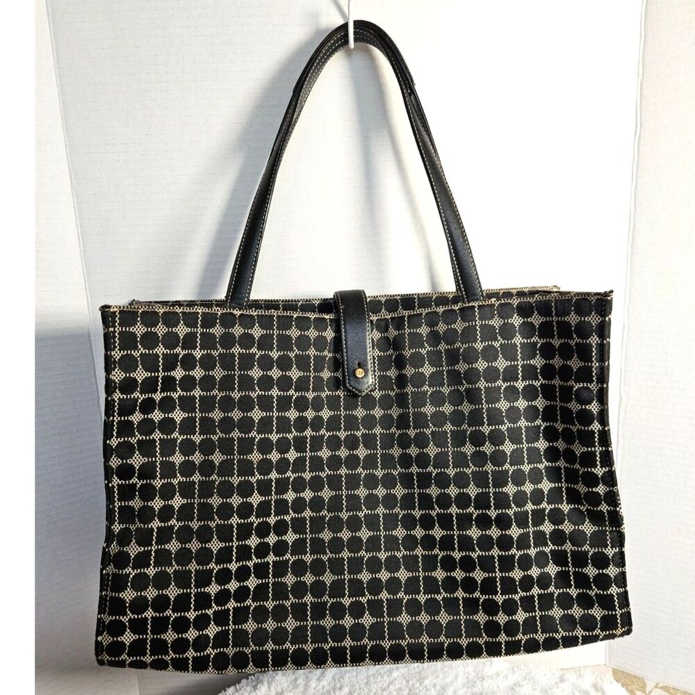 Kate Spade New York Black & Beige Geometric Spade Jacquard Tote Bag